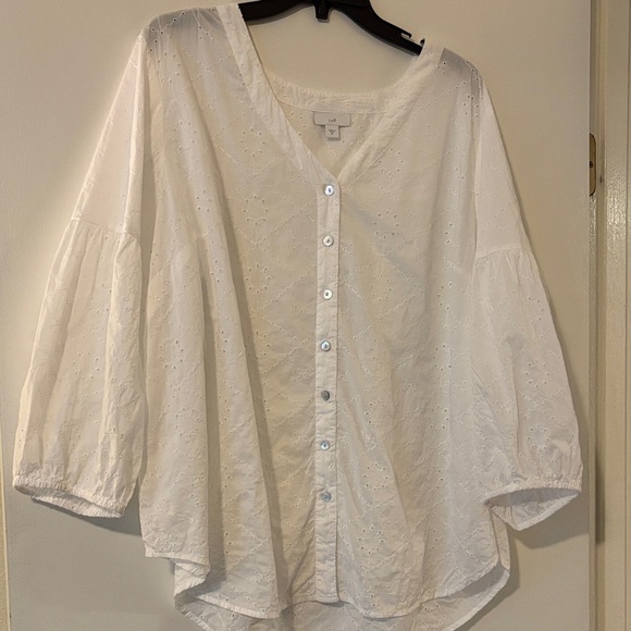 J. Jill Tops - J. Jill Eyelet Cotton White Button-Down Women's Shirt 2x - dreamy cottagecore
